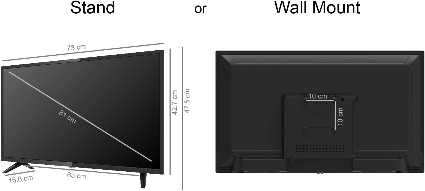 RCA RS32H2 Smart TV 32 pollici (80 cm) Android TV con Google Assistant, Netflix, Chromecast, Prime Video, YouTube, Google Play Store, Disney+, BT remote, Wifi, Triple Tuner (DVB-C/T2/S2)