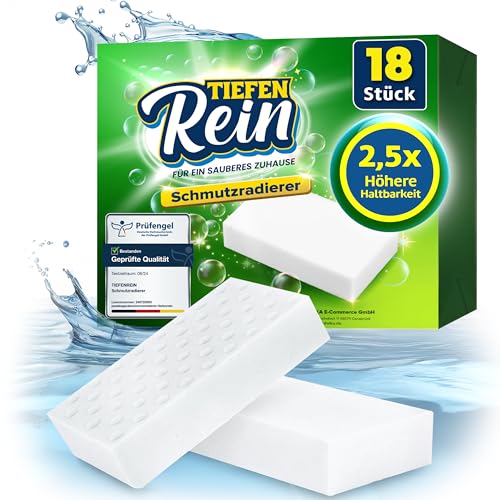 Borrador de suciedad 18 unidades – Nuevo: esponja de goma con una durabilidad 2,5 veces mayor | esponja mágica extra estable y duradera | Magic Eraser elimina la suciedad en paredes, zapatos, en la