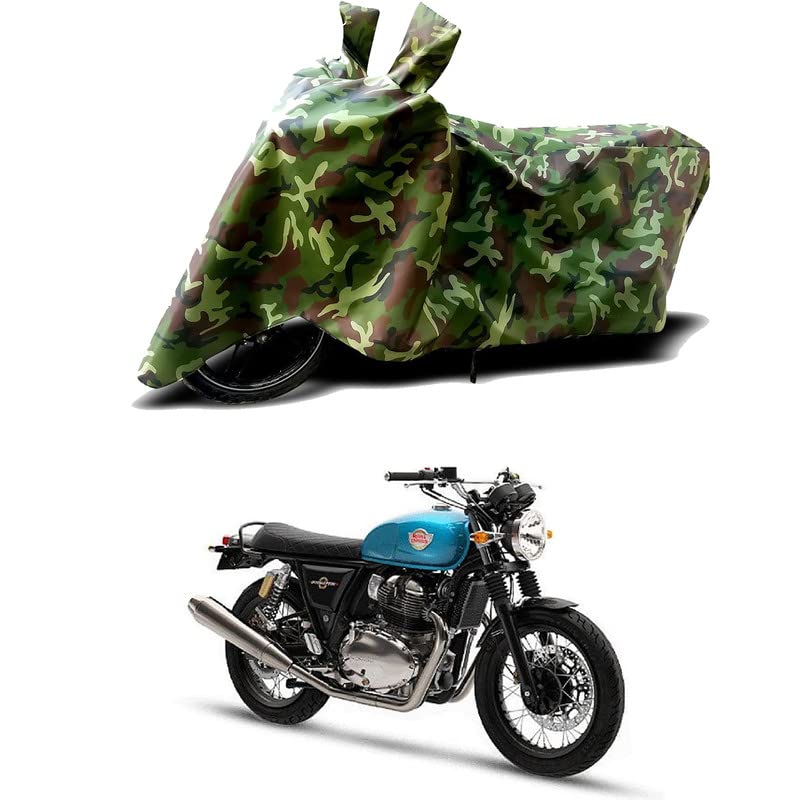 Image of 100% Water Resistant Bike Scooty Two Wheeler Body Cover Compatible for Royal Enfie Interceptor 650 Drag /UV-Rays /Heat Protection /Birds Dropping /Scratchproof /Dust Proof /Waterproof[Green MJ]