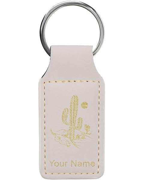 LaserGram Rectangle Keychain, Cactus, Personalized Engraving Included
