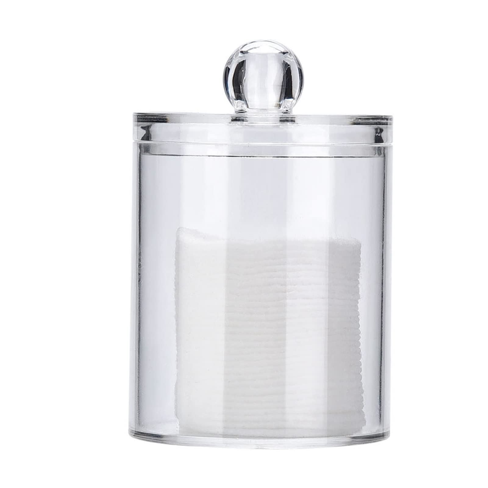 Cotton Pad Qtip 10 8 8 Transparent Round Cotton Bud Case Acrylic Cotton Swab Storage Container Organizer