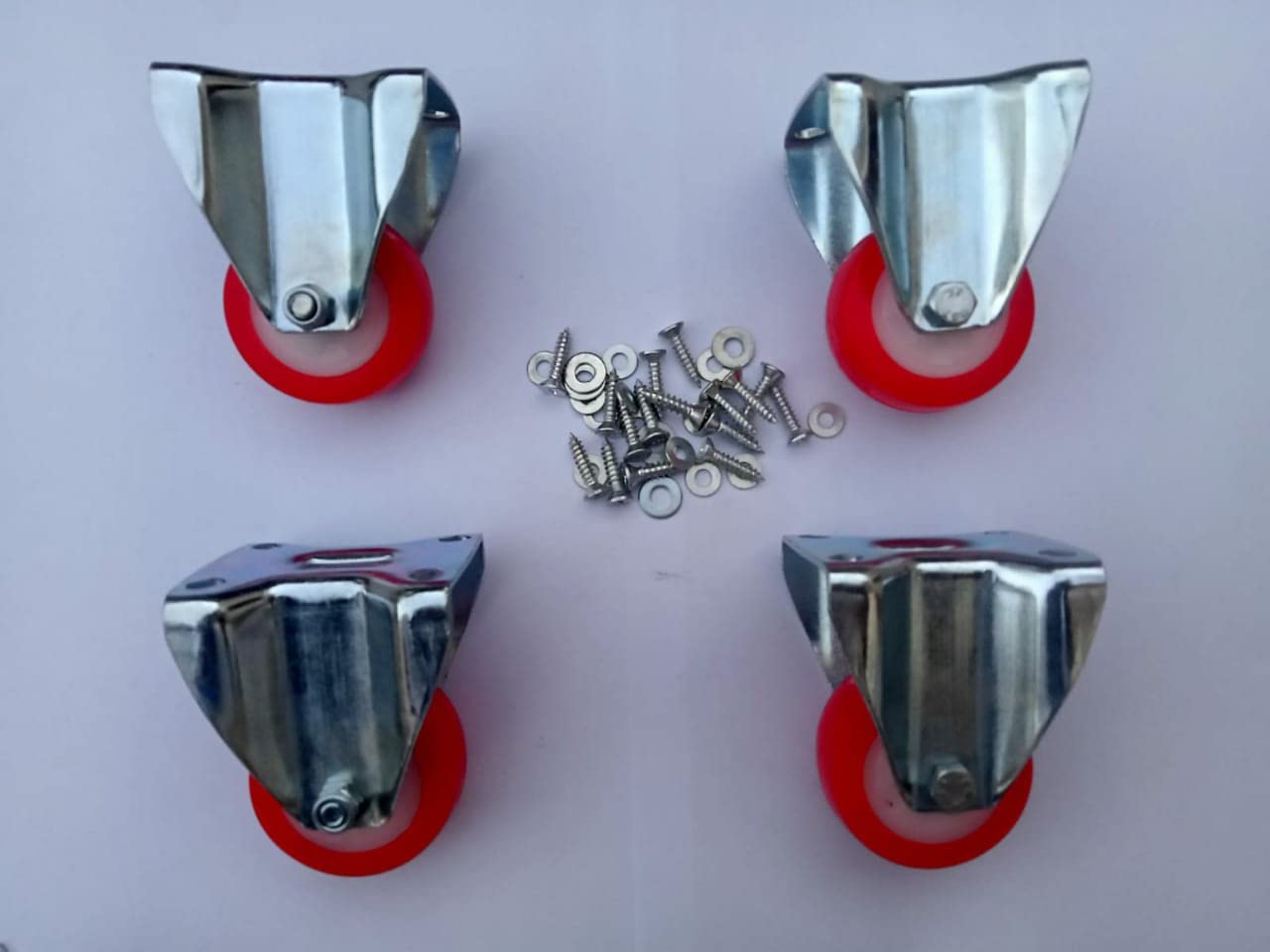 Castersman- 2" Fix Roller Casters Single Wheel PU,Height- 75mm, pack of 4 casters up to 400kg load capacity,screw & washer also included,