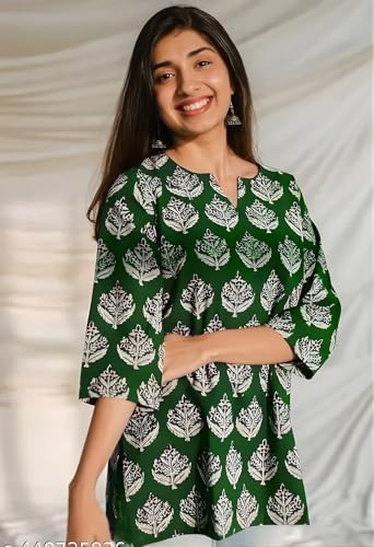 Image of Women's Short Kurti in TopsTunic Rayon Cotton Blend | Ladies Ethnic Tunic