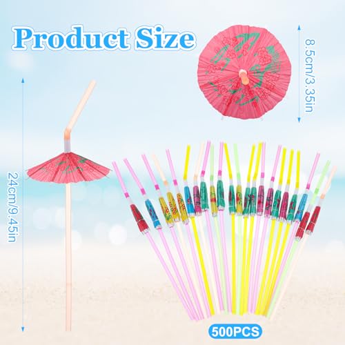500 pitillos con sombrilla para fiesta tropical miniatura 2