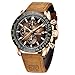 Montre pour Hommes BY BENYAR Chronographe de Mouvement à Quartz 30M étanche Date Analogique Montres Cuir Bracelet Militaire de Sport de Mode Cadeau Elegant