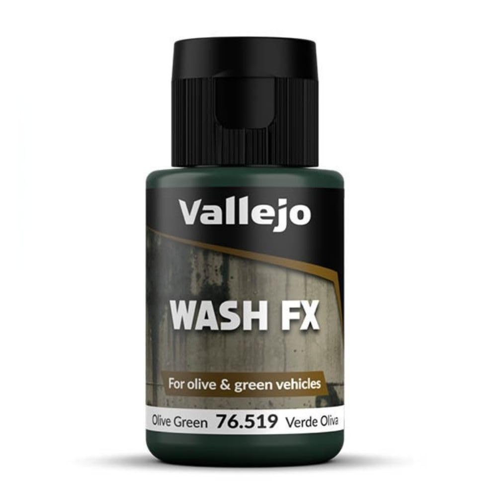 Vallejo - Wash FX | Olive Green 35 ml. (1.18 fl.oz.) | Designed for Olive & Green Vehicles | Visual Realism for your Projects | Brush or Airbrush Use