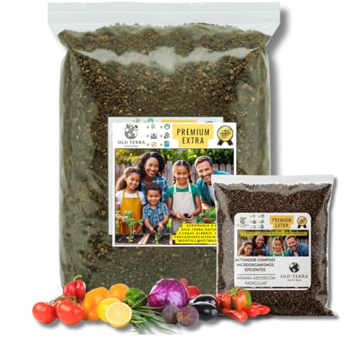 OLD TERRA NATURAL Humus de Lombriz 100% Orgánico y Puro Abono Natural Plantas de Interior, Huerto y Jardín Fertilizante Sin Químicos, Sin Olor y Libre de Polvo Sustrato para el Crecimiento 1 kg
