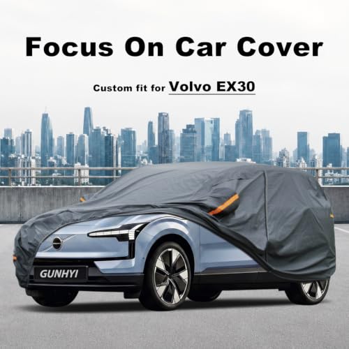 Image of GUNHYI Premium Car Cover Custom Fit Volvo EX30, 16 Layers Heavy Duty Car Cover Waterproof All Weather with Zipper Door for Sun Rain Snow Dust Uv Protection