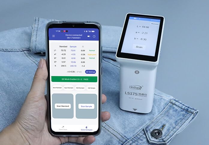 LS175 45/0 Colorimeter with 20mm Aperture, Portable Color Analyzer, Color Difference Meter Tester, 3.5-inch Touch Screen