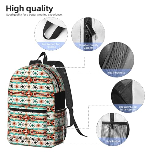 Aztec Ethnic Pattern Fashionable Daypack 17 Inches Zippers Backpack Double Shoulder Bag for Women Men3