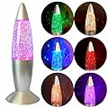 DOCOMIN 7.28” Glitter Lamp Mini Groovy Glow Lamp Liquid Motion Lamp LED Red Purple Pink Multiple Colors Changing for Adults and Kids with USB Cable as Gift and Bedroom Decoration
