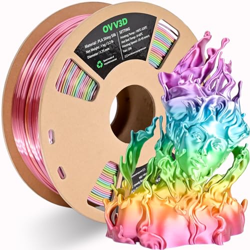 Image of OVV3D Rainbow PLA Filament 1.75mm, PLA Silk PLA 3D Printer Filament Multicolor Silk Color Change Rainbow PLA Filament with Purple Pink Yellow Green Blue, 3D Printing Filament 3D Filament, 1kg