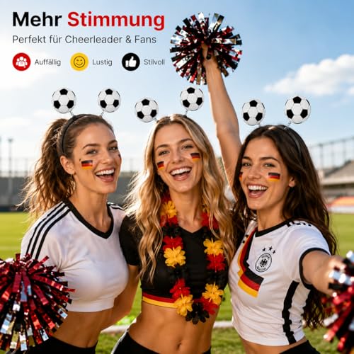 Healvian 3 Stück Fußball Stirnbänder Haarbänder Mädchen Damen Haarreifen Rutschfestes Haarreif Fußball Haarschmuck zur Fußballweltmeisterschaft Sommer Sport Cheerleader