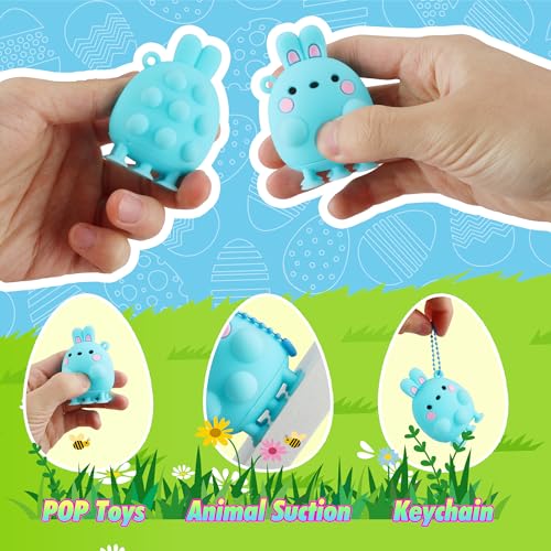 24 Pack Prefilled Easter Eggs with Animal Pop Toys, Filled Easter Eggs for Egg Hunt, Easter Basket Stuffers for Kids,Easter Party Favors Prizes, Prefilled Easter Egg with Toys by ChildFun - Image 3