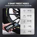 LEXIN P5 Gonfleur de pneus Portable Air Compresseur, 150PSI Pompe à pneus électrique avec jauge, LED lampe & 5000mAh Batterie intelligente Air Pompe pour motos, voitures, vélos & Scooters, alliage d'aluminium