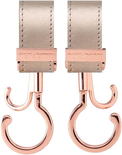 e.x.p.japon バギーフック PKG-合皮シャンパン 360度回転 ダブルフック ベビーカー 荷物フック 耐荷重約60キロ ベビーカーフック 2本入り e-bgh20pg