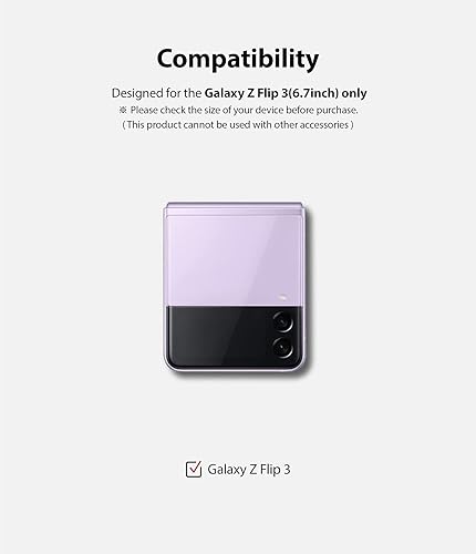 Miniatura 2 de Ringke Cubierta de cristal [3 unidades] Compatible con Samsung Galaxy Z Flip 3, pantalla exterior de vidrio templado, película protectora de