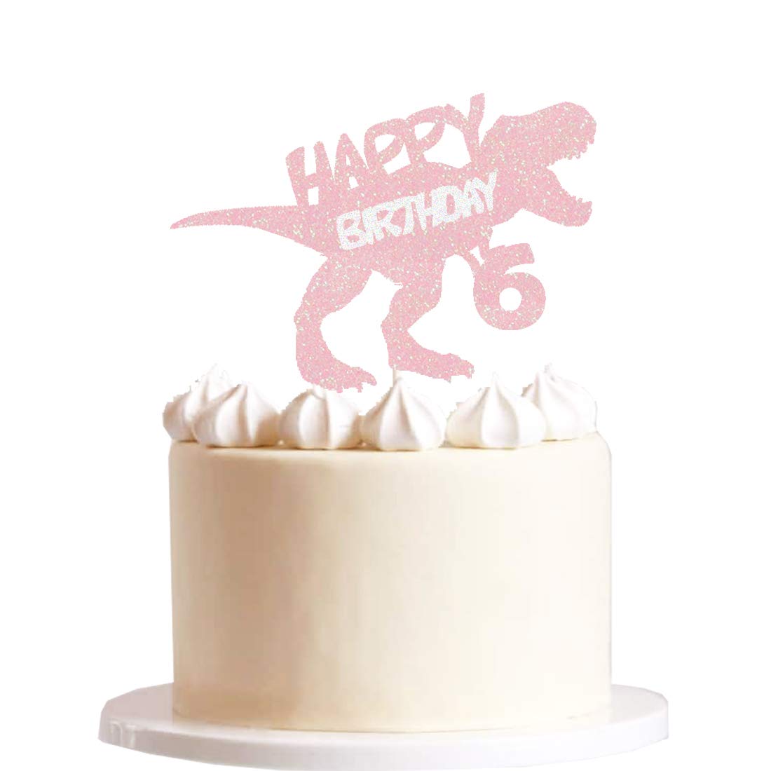 Buy HEETON Dinosaur 6th Birthday Cake Topper Pink Dinosaur Six Happy