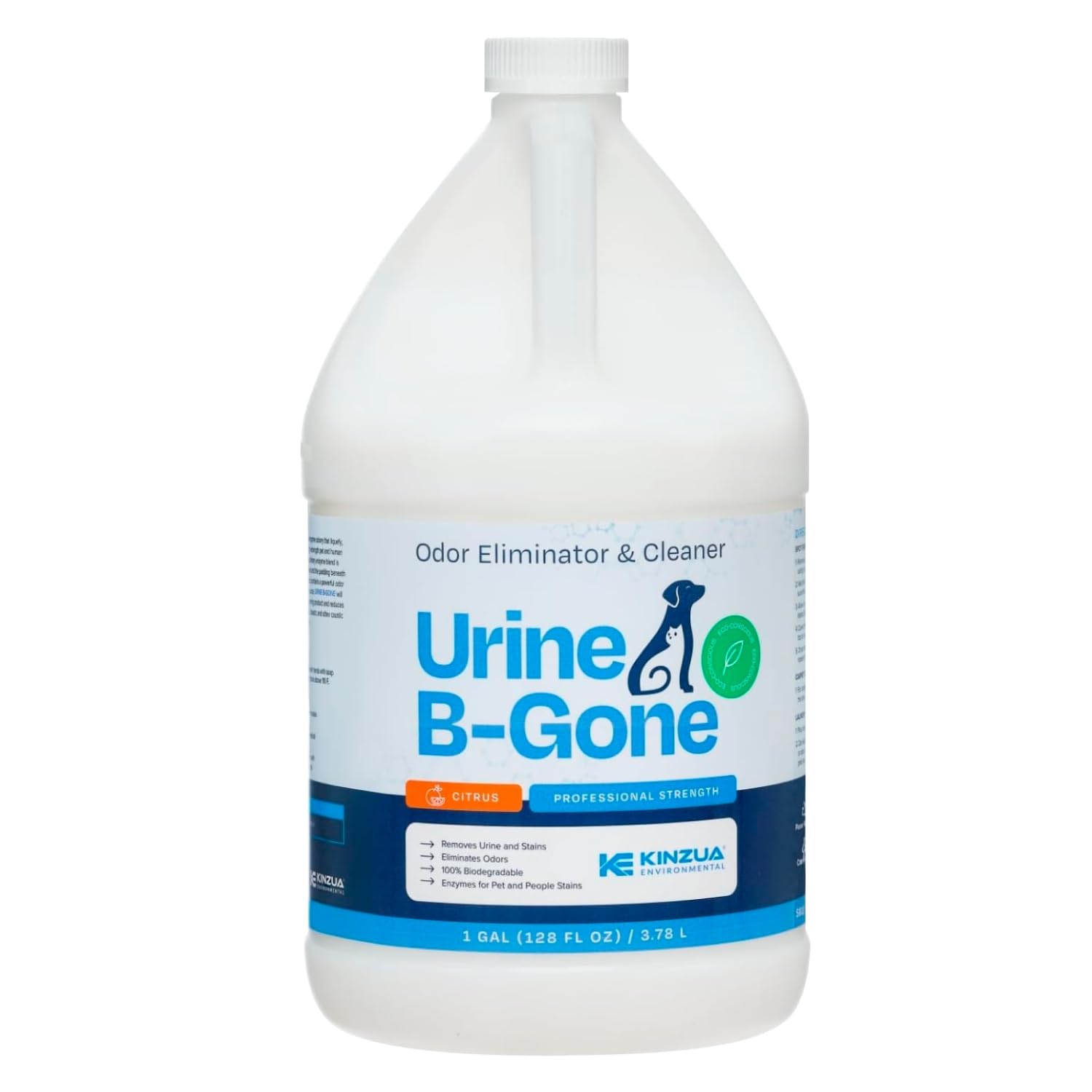 Urine B-Gone, Professional Enzyme Odor Eliminator & Pet Stain Remover, Human, Cat & Dog Urine Cleaner, Effective on Laundry, Carpets & More, Citrus Scent, 1 Gallon