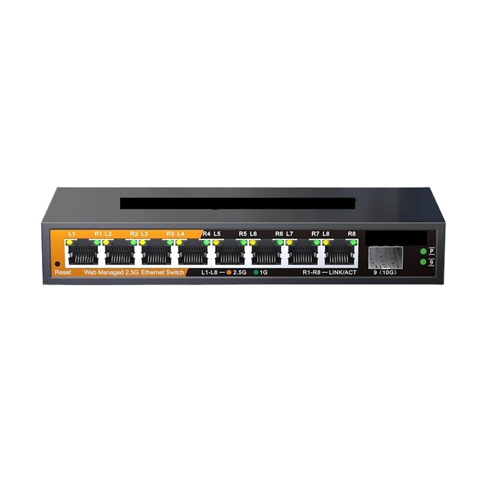 OSHZIKJII 9-Port Multi-Gigabit Managed Ethernet Switch with 8-2.5Gb Ports and 1-10Gb s-f.p+ Uplink(Switch with UK Plug)