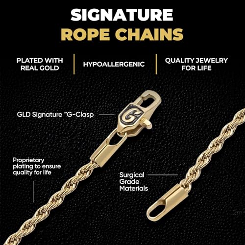 GLD Rope Chain - Gold-Plated Rope Chain with Exclusive Storage Travel Pouch - Snatch-Proof Clasp, Sweat-Proof and Fade-Resistant - Lifetime Quality, Designed in Miami3
