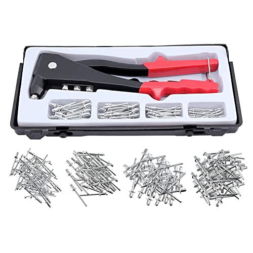 Yuhtech Remachadora con Remaches, Remachadora Profesional Manual con 60 PCS Remaches de 4 Tamaños Pistola Remachedora Manual Portátil Juego de Herramienta de Reparación Cover