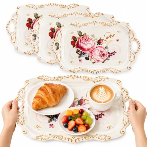 DEAYOU 3-Pack Melamine Serving Tray, Stackable...