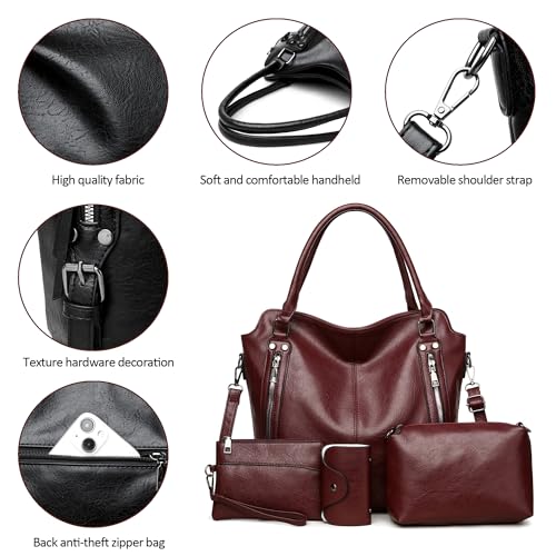 Image of 2E-youth Purses for Women Large Tote Women's Handbag Set Faux Leather Hobo Crossbody Bag 4pcs
