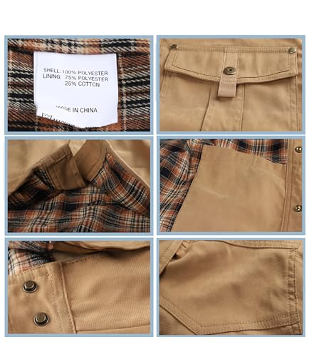 Men's Large Lapel Plaid Flannel Casual Jacket Vintage Western Denim Long Sleeve Jacket3