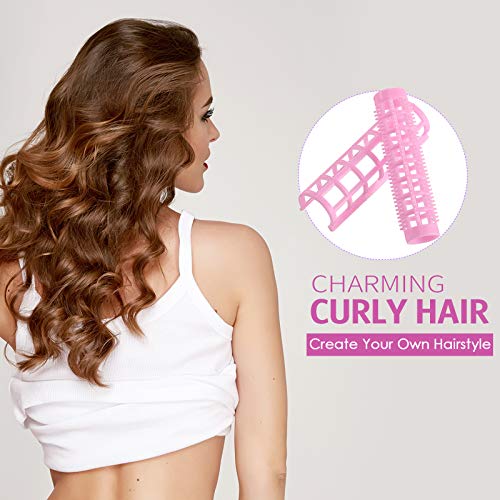 28 Pieces Hair Roller, 0.6 Inch/ 1.5 Cm Small Size Plastic Hair Rollers Hair Curlers With Steel Pintail Comb Rat Tail Comb For Short Hair Long Hair Hairdressing Styling Tools (Pink) #TOP4