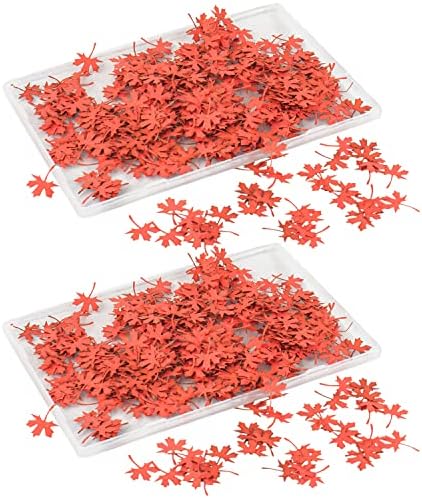 2 Box Miniature Leaves Simulation Leaves Maple Leaves Model for DIY Mini Model Railway Fairy Garden Architecture Diorama Scenery Landscape Layout (Red)