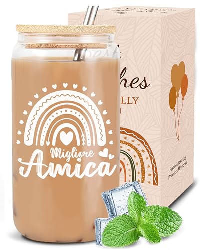 VivaJoy Regalo Amica - Regali Migliore Amica, Regalo Amica Compleanno, Bicchiere Per La Migliore Amica, Regalo Di Natale Per La Migliore Amica, Bicchieri Con Coperchio E Cannuccia