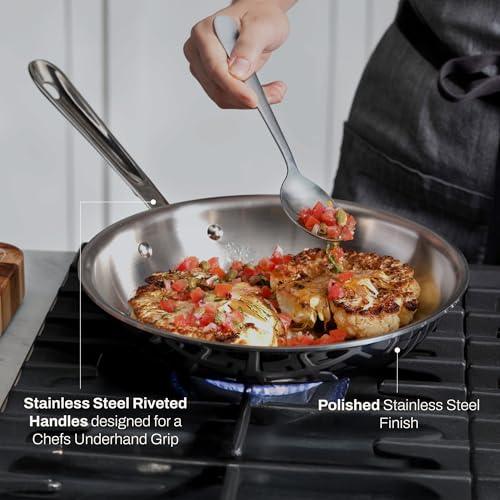 Image of All-Clad D3 Stainless Steel 8 and 10 inch Frying Pans Set - Made in the USA- The Original Bonded Professional Cookware- Oven Safe & Induction Compatible