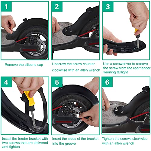 ZUMLLOMA Support de garde-boue arrière pour trottinette électrique Mi Xiaomi M365/M365 Pro - Accessoire de rechange avec vis et bouchons à vis - Image 5