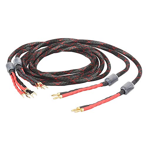 DYSLAB Audiophile Speaker Cable HiFi Bi-Wire Speaker Wire (4 Spade Plugs - 2 Banana Plugs),1 Pair Set (Total 8 Spade Plugs, 4 Banana Plugs) Banana Plugs to Spade Plugs,2.5M/8.2FT