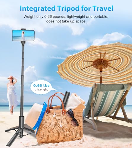 Image of 67 inch Phone Tripod Selfie Stick with Remote, Lightweight Travel Stand