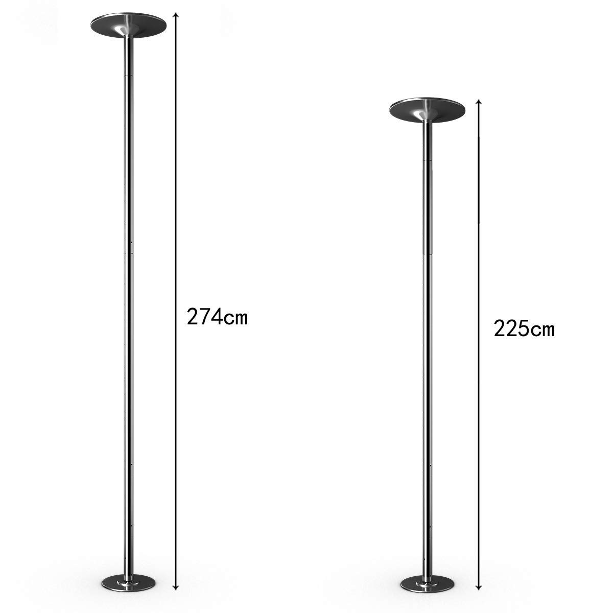 COSTWAY Barra de baile profesional acero inoxidable 45 mm giratoria altura regulable 200 kg