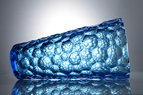 Parlamain Modern Blue Glass Vase, 10'' Tall Bubble-Patterned Decorative Flower Vase for Home Decor, Mantel Display, Dining Table Centerpiece, Living Room, or Office Decoration - Image 7