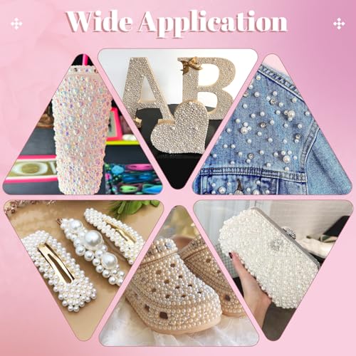 Image of 13000Pcs Flatback Pearls for Crafting (Beige AB), Assorted Size 2 /3 /4 /5 /6 /8 /10mm Non Hotfix Half Pearl, Bedazzling Bead for DIY Crafts Clothing Tumblers Mugs Shoes Fabric Embellishment Nail Art Makeup