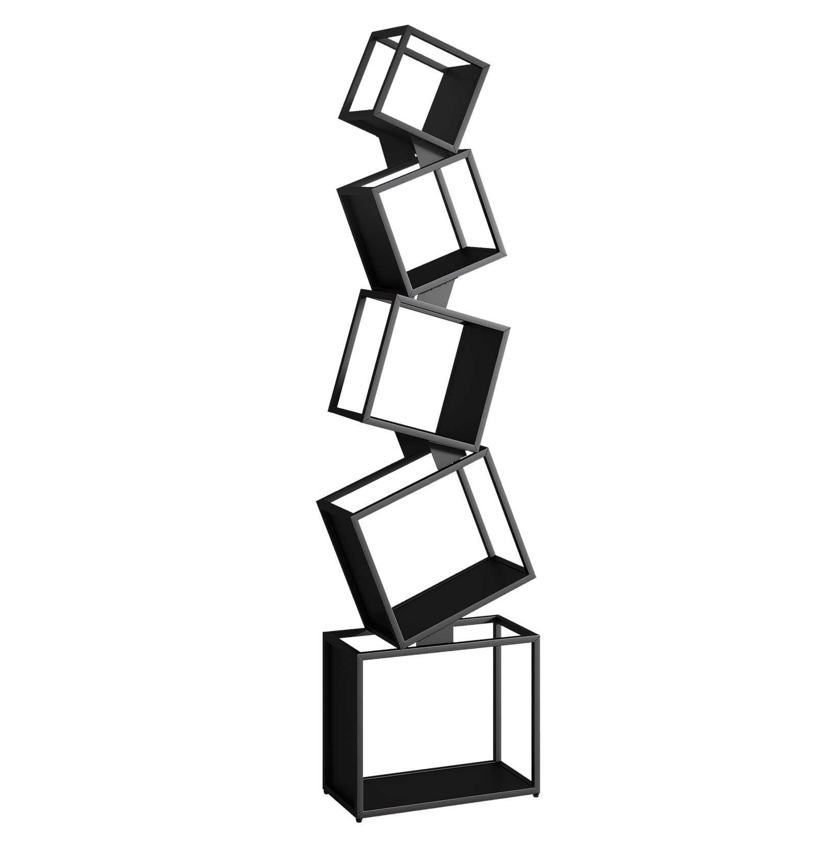 YMYNY Bibliothèque en Cube, Étagère Haute en Métal sur 5 Niveaux, 180 cm, Étagère Rangement, Meuble de Rangement Ouvert, Matte, Design Géométrique, pour Salon, Chambre, Bureau, Noir HBC007B