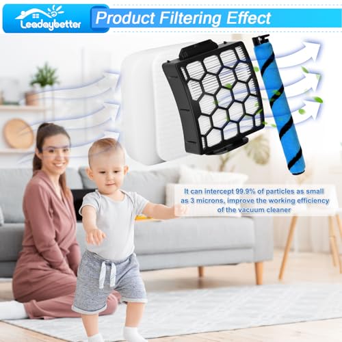 Image of Leadaybetter UV850 Brush Filter Replacement Parts for Shark Performance Lift-Away ADV DuoClean Upright Vacuum, 1 Soft Brush Roll, 2 HEPA, 6 Foam Felt Filters, Part #1483FC2000 & XHF320 & XFFK602UKT