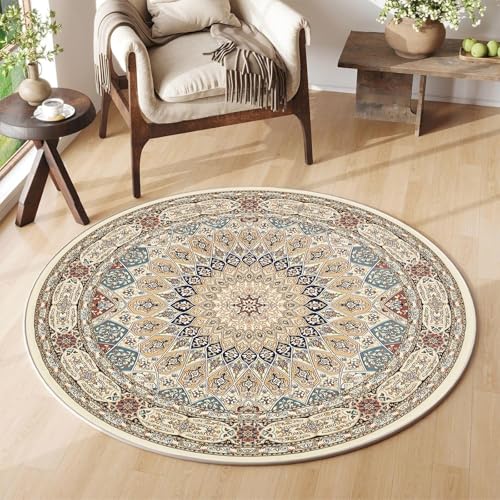 OWUFFY Washable Round Area Rug for Living Room, Soft Round
