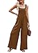 Dokotoo Womens Casual Loose Overalls One Piece Sleeveless Jumpsuits for Women Stretchy Wide Leg Loose Fit Adjustable Straps Long Pant Rompers Jumpsuit with Pockets Small Coffee