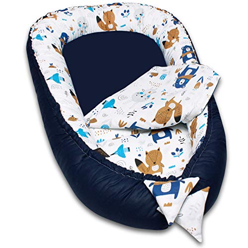 PALULLI Babynest, multifunktionales Kuschelnest mit Weiches zusätzlicher Matratze, Kokon, Nestchen, Babybett, Reisebett für Neugeborene, 100% Baumwolle Oeko-TEX, HERGESTELLT IN DER EU (Aztec II) Cover