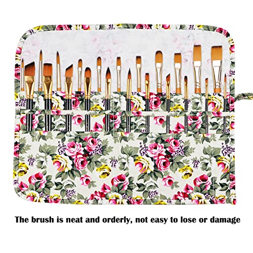 Yolufer 22 Slot Canvas Art Paint Brush Holder Canvas Brush Pouch Watercolor Paintbrushes Roll-Up Case Bag For Artist Watercolor Oil Paint Brush #TOP4