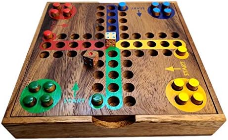 Ludo or Aggravation Game Premium Hardwood Model 7.5″ Square with Cover