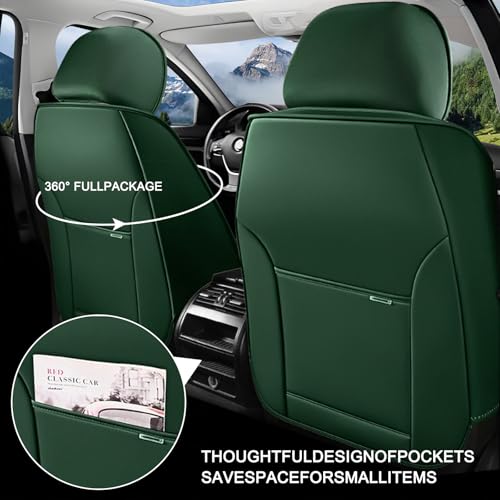 Image of Universal Car Seat Covers for Honda Insight 2002-2022 Anti-Slip Seat Covers,Waterproof Faux Leather Full Coverage Car Seat Protectors Interior Accessories(2Pcs Standard /Black&Green)