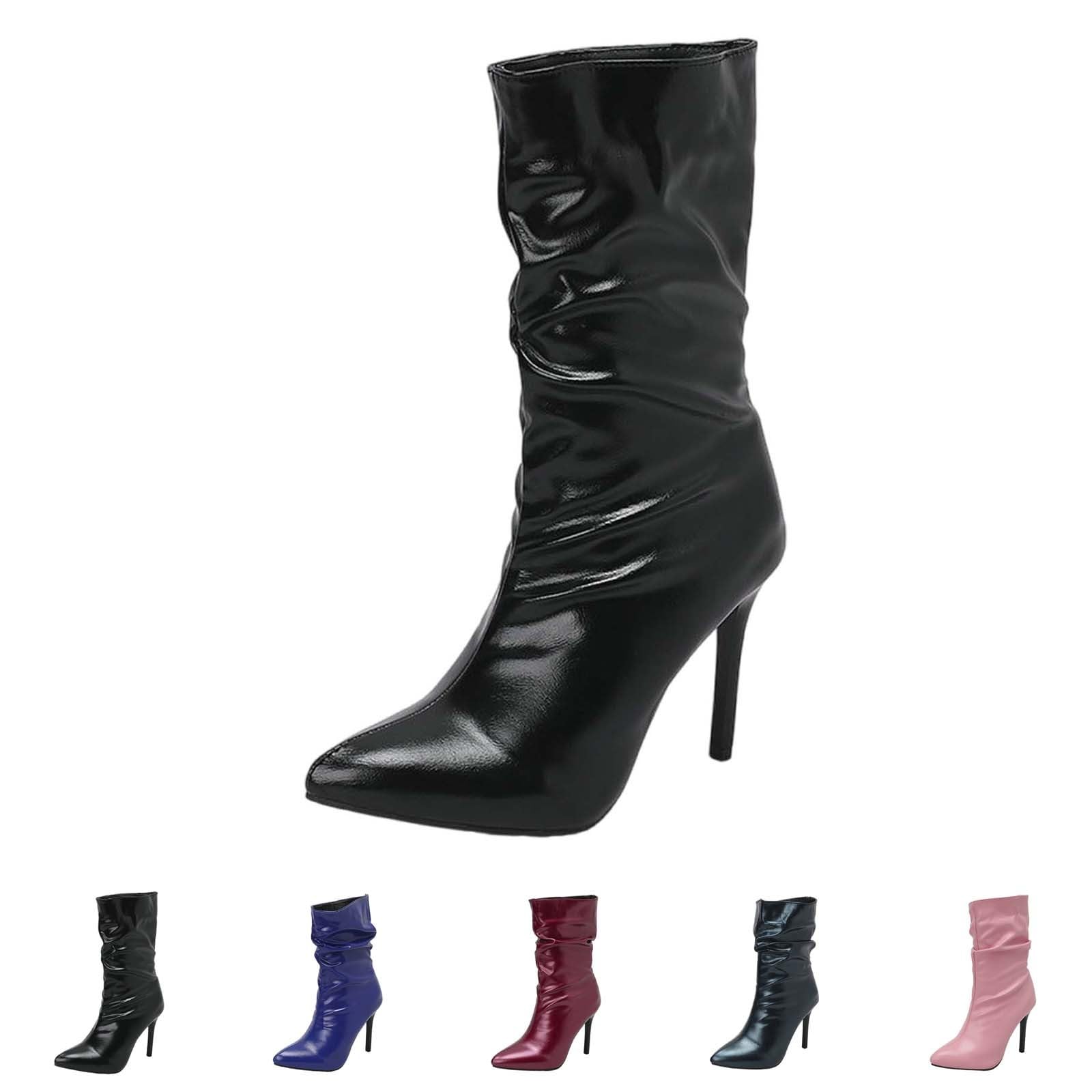 Stivali Equitazione Donna Comfort Lunghi con Cerniera E Lacci sotto con Motivo Stampato metà Polpaccio Stivali Wellington per Donna Stivaletti Motivo Stampato Antiscivolo Scarpe da