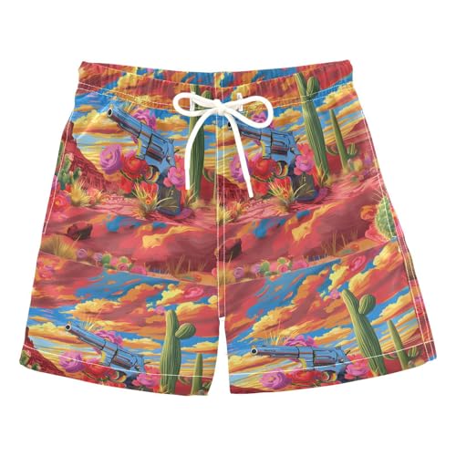 senya Hedgehog Cactus Revolver Boys Swim Trunks Toddler Shorts Swimwear Boardshorts