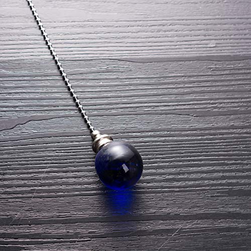 Image of Ceiling Fan Pull Chain, 2pcs Blue 30mm Diameter Crystal Ball Fan Pull Chain, 20 Inches Fan Pulls Set with Connector Ceiling Fan Pull Chain Ornaments Lighting Accessories